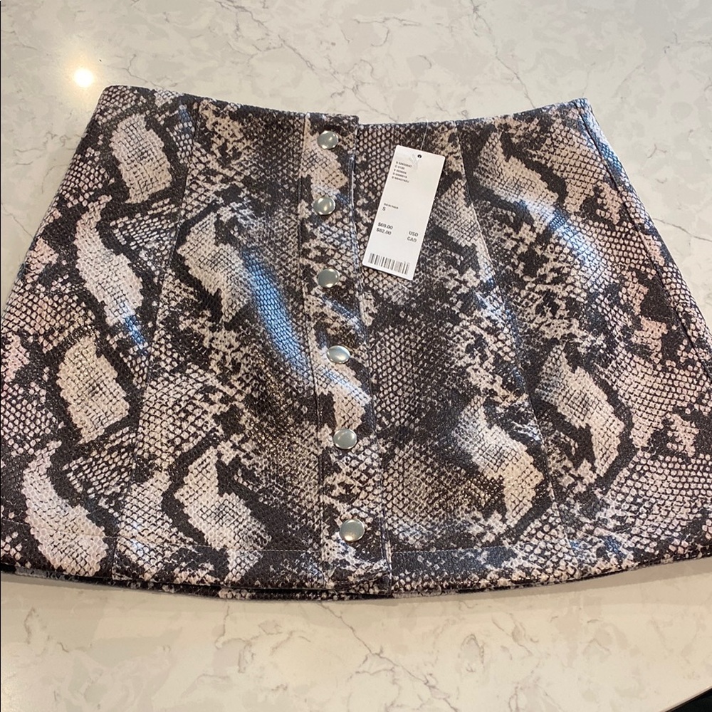 Urban Outfitters Snake Print Button-Front Skirt